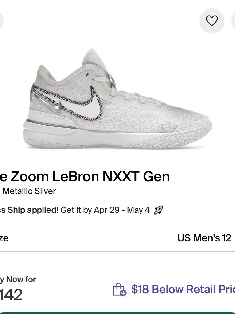 Nike Zoom LeBron NXXT Gen All-White Patent Leather Sneakers - Picture 7 of 7